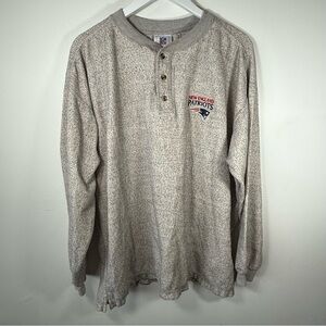 NFL New England Patriots Henley Long Sleeve Shirt XL Gray Embroidered Logo